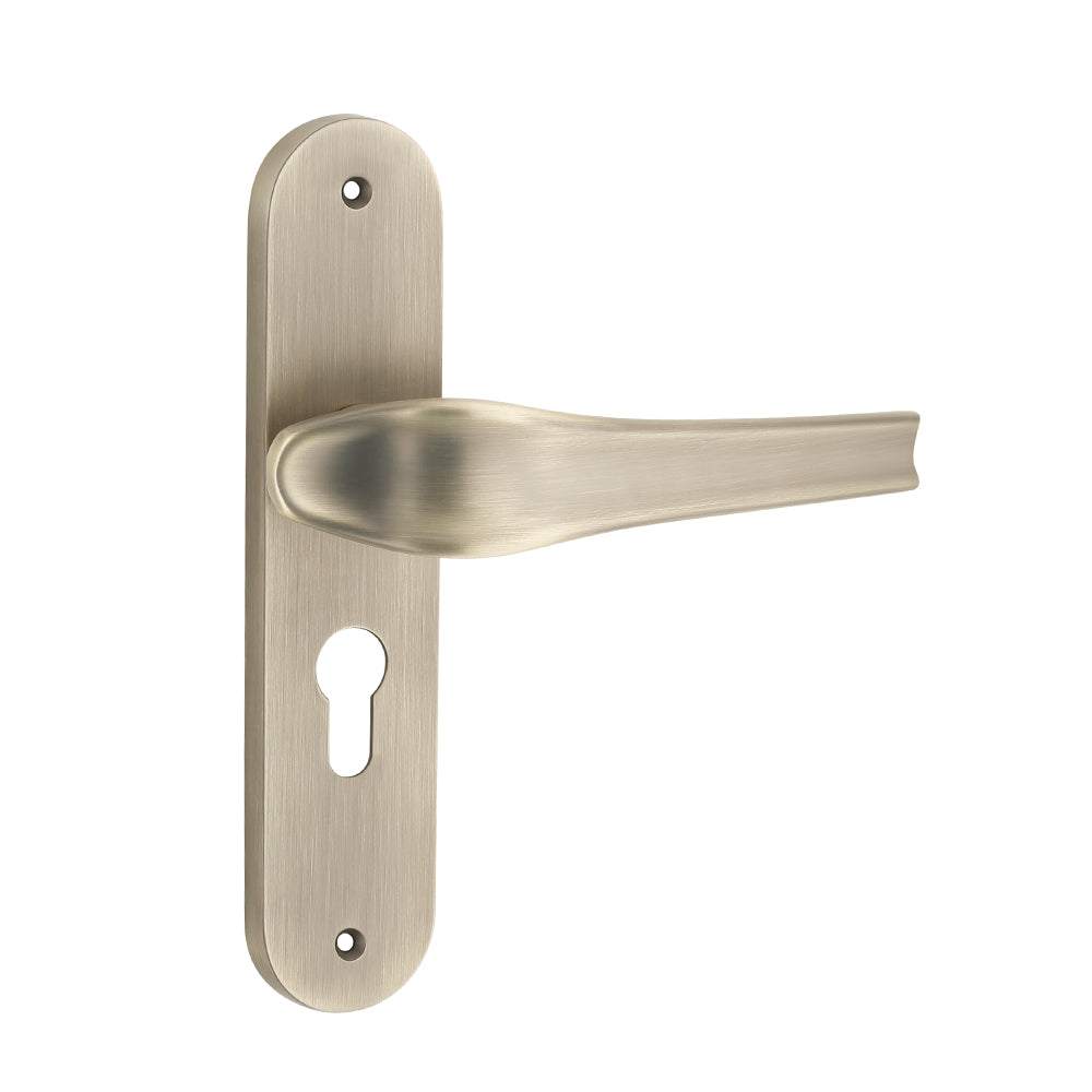 IPSA Dove Moderna Handle Series on 8" Plate CYS Lockset with 60mm One Side Key and Knob- Finish MAB
